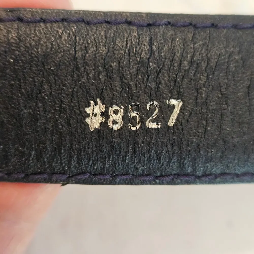 Arrivanto Genuine Snakeskin Belt M Navy Blue Gold Sculptural Buckle Vintage 31